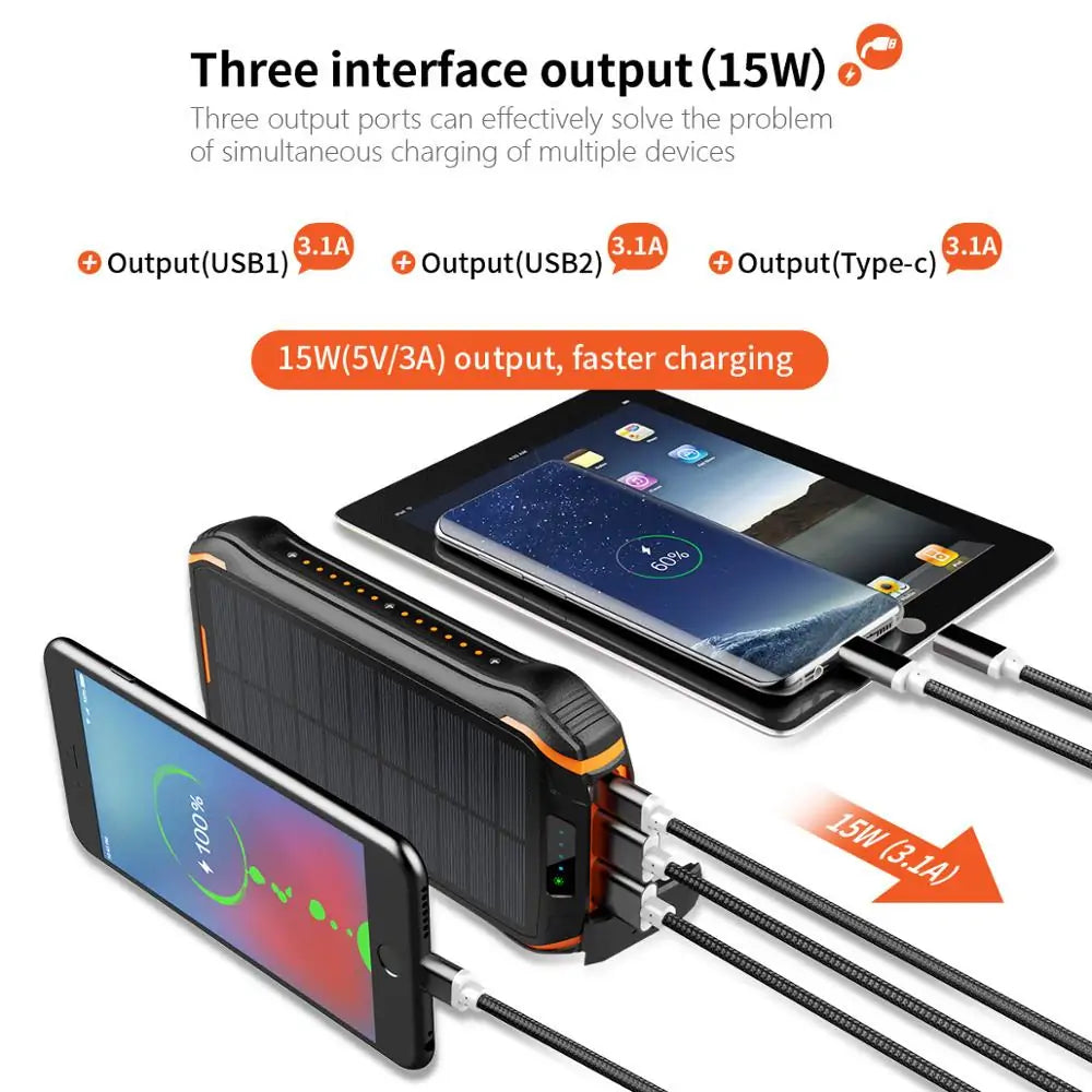 Wireless Solar Power Bank Charger for Mobile Phones